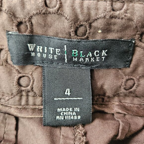 White House Black Market Brown Eyelet Shorts Womens Size 4 Summer Cute Stylish - Picture 8 of 9
